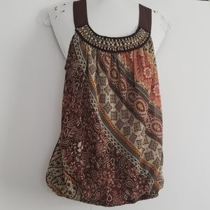 Wrapper Brown Multicolored Tank Top Size S